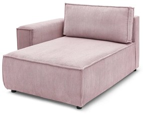 Modulo divano in velluto a coste rosa chiaro, angolo sinistro Nihad modular - Bobochic Paris