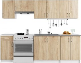 Cucina Lineare 240 Cm Moderna Componibile Rovere Effetto Legno Tania