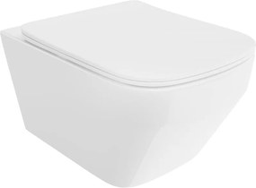 Mexen Riva WC a parete Rimless Tornado con sedile slim a chiusura rallentata, duroplast, bianco lucido - 30630200T