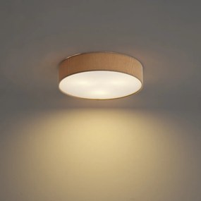Plafoniera moderna color tortora con paralume in velluto 46cm 3 luci - Luz