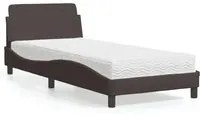 Letto con Materasso Marrone Scuro 90x200 cm in Tessuto 3208327