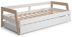 Letto da bambini estraibile bianco in pino massiccio con contenitore con rete inclusa 90x200 cm Carrie – Marckeric