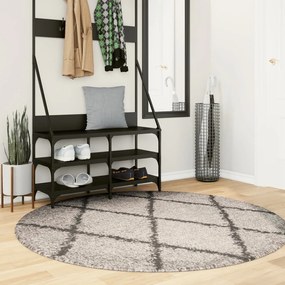 Tappeto Shaggy Pamplona A Pelo Lungo Beige E Antracite Ø 160 Cm /