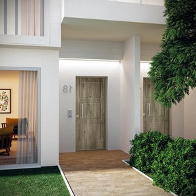 Porta blindata DI.BI. Blades L 85 x H 210 cm in PVC rovere/bianco, apertura spingere a destra, falso telaio incluso