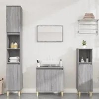 Set Mobili da Bagno 3 pz Grigio Sonoma in Legno Multistratocod mxl 101367