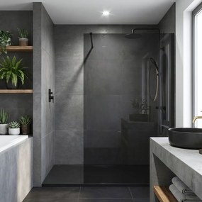 Parete doccia Rea Flexi Grey / Black 140