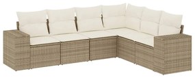 Set divano da giardino 6 pz con cuscini beige in polyrattan