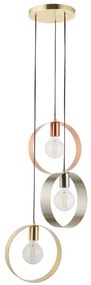 Endon 81922 - Lampadario a sospensione HOOP su cavo 3xE27/40W/230V dorato/ramato/cromo satinato