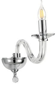 Applique 12 cm RAVEL 1 luce in vetro lavorato a mano Cromo