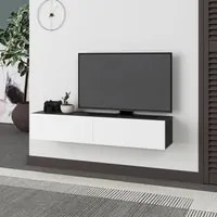 Mobile TV Sospeso 135x31,7x25 cm in MDF Francy Antracite e Bianco