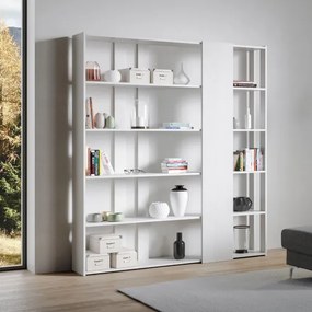 Libreria a parete Kato D a 6 ripiani 2 fianchi 4 fasce lunghe Bianco Frassino