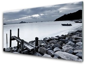 Quadro acrilico Paesaggio di pietre della spiaggia 100x50 cm