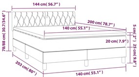 Letto a Molle Materasso e LED Marrone Scuro 140x200 cm Tessuto