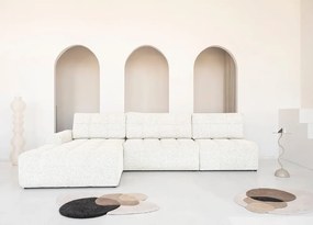 Divano angolare componibile color crema allungabile/con contenitore (con penisola a sinistra) Lulu – Miuform