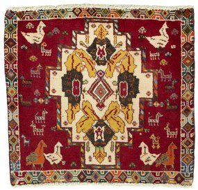 Shiraz Tappeto 60x60 Rosso (Iran) Annodato A Mano