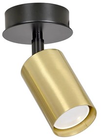 Spot Faretto Moderno Regolabile 1 Luce Guanyin A Cilindro In Acciaio Nero E Oro