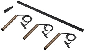 Sistema di illuminazione a binario moderno con 3 luci a sospensione bronzo monofase - Slimline Keno