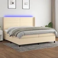 Letto a Molle Materasso e LED bianco 200x200cm in Tessuto 3138426