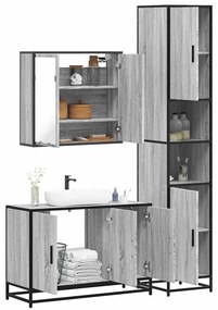 Set Mobili Da Bagno 3 Pz Grigio Sonoma İn Legno Multistrato /