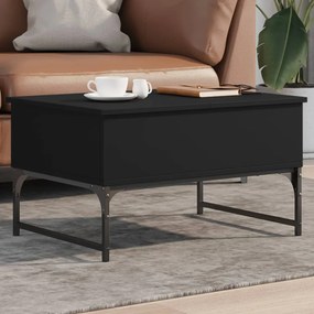 Tavolino da salotto nero 70x50x40 cm legno multistrato metallo