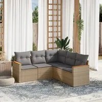 Set Divano da Giardino 5 pz con Cuscini Beige Misto Polyrattancod mxl 116682