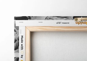 Stampa su tela – Peonie con scritta Love in bianco e nero