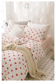 Biancheria da letto matrimoniale color panna in cotone Renforcé con un lenzuolo 4 pezzi 200x220 cm Mini Hearts - Mila Home