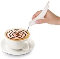 Penna decorativa per cappuccino e dolci bianca