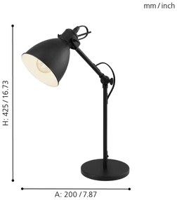 Eglo 49469 - Lampada da tavolo PRIDDY 1xE27/40W/230V
