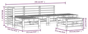 Set Salotto da Giardino 6 pz in Legno Massello di Pino