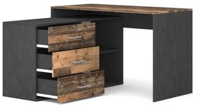 Scrivania con cassetti e angolo reversibile destra/sinistra JULES marrone/nero