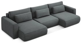 Divano angolare grigio scuro allungabile/con contenitore (a U) Kapua – Makamii