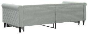 Divano letto con letto estraibile grigio chiaro 90x200 velluto