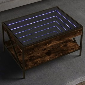 Tavolino Da Salotto Con Led Infinity Rovere Fumo 70x50x38 Cm /