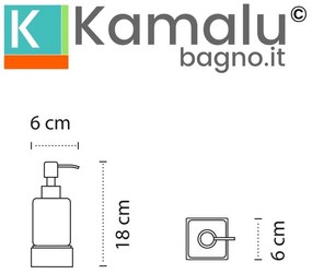 Kamalu - Dispenser di sapone da appoggio in acciaio inox bianco opaco e vetro opaco | NUEVO-B