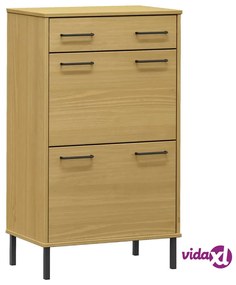 vidaXL Scarpiera con Gambe Metallo Marrone Legno Massello di Pino OSLO