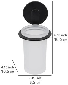 Bicchiere in vetro nero opaco autoportante per spazzolini da denti Bivio - Wenko