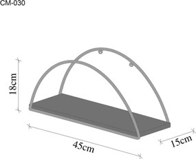 Mensola A Parete Stile Industrial Oro E Legno 41x17x16 Cm Rafi