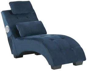 Chaise longue velluto blu con casse bluetooth SIMORRE Beliani