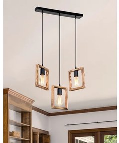 Zuma Line ASZ.1679 - Lampadario a sospensione con filo ATRIA 3xE27/20W/230V pino/nero