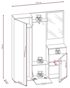 Mobile da ingresso con specchio NOLAN rovere artisan/bianco