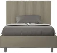 Letto alla Francese rivestito in Similpelle - GOYA Colore: Cappuccino, Tipologia Letto: Con Rete, Dimensione Rete: 140x190