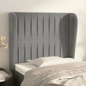 Testiera Ad Orecchio Grigio Chiaro 103x23x118/128 Cm İn Velluto /