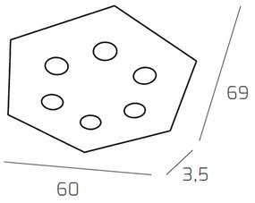 Plafoniera Moderna Esagonale Hexagon Metallo Grigio Antracite 6 Luci Led 12X6W