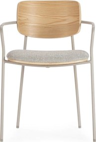 Set di sedie da pranzo grigio chiaro/di colore naturale in imbottito con braccioli Nour – MOME