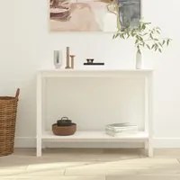 Tavolo Consolle Bianco 110x40x80 cm in Legno Massello di Pino cod mxl 10477