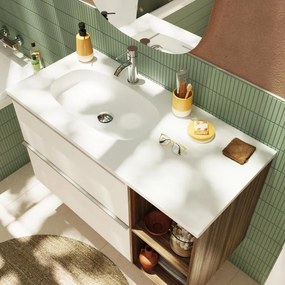Lavabo a incasso rettangolare vasca a sinistra Modern L 101 x H 14.3 x P 46 cm in composito minerale di resina gelificata bianco opaco