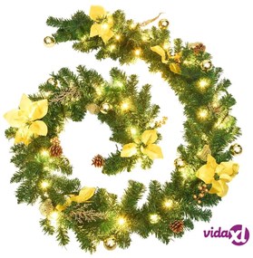 vidaXL Ghirlanda Natalizia con Luci a LED 2,7 m in PVC Verde