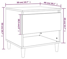 Comodini 2 pz Rovere Fumo 50x46x50 cm in Legno Multistrato