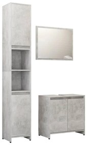 Set mobili da bagno 3 pz grigio cemento in truciolato